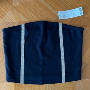 Black tube top with silver rhinestone